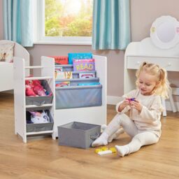 Liberty House Toys White Display Unit with Fabric Storage Boxes - thumbnail 3
