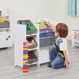 Liberty House Toys White Display Unit with Fabric Storage Boxes - thumbnail 4