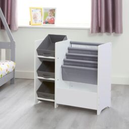Liberty House Toys White Display Unit with Fabric Storage Boxes - thumbnail 5