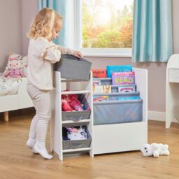 Liberty House Toys White Display Unit with Fabric Storage Boxes - thumbnail 2