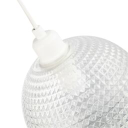 Happy Homewares Modern Spherical Clear Glass Pendant Light Shade with Square Diamond Ridges - thumbnail 5