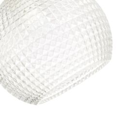 Happy Homewares Modern Spherical Clear Glass Pendant Light Shade with Square Diamond Ridges - thumbnail 2