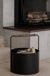 Blomus Ashi Wood Basket Medium - Brown Oak in Black - thumbnail 2