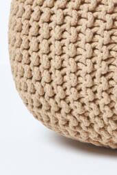 Homescapes Round Cotton Knitted Pouffe Footstool in Beige - thumbnail 4