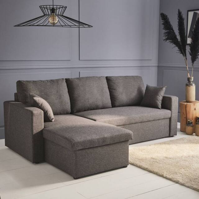 sweeek 3-seater reversible corner sofa bed with storage in Grey - image 1