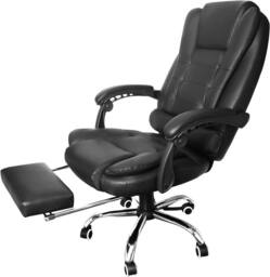 Alivio Office Massage Chair with Swivel, Footrest & Lumbar Support - Black - thumbnail 3