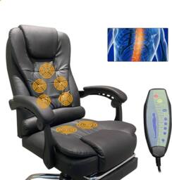 Alivio Office Massage Chair with Swivel, Footrest & Lumbar Support - Black - thumbnail 6