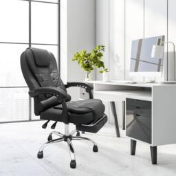 Alivio Office Massage Chair with Swivel, Footrest & Lumbar Support - Black - thumbnail 5