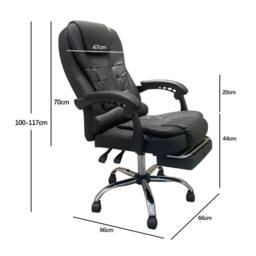 Alivio Office Massage Chair with Swivel, Footrest & Lumbar Support - Black - thumbnail 2