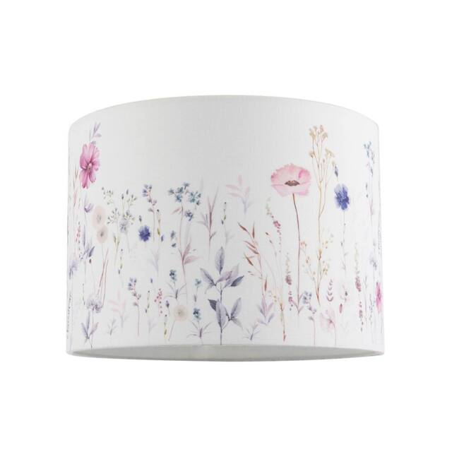 Happy Homewares Pink & Lilac Floral Round Lamp Shade with White Cotton Inner Lining - Size: 10 inches - image 1
