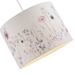 Happy Homewares Pink & Lilac Floral Round Lamp Shade with White Cotton Inner Lining - Size: 10 inches - thumbnail 3