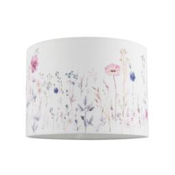 Happy Homewares Pink & Lilac Floral Round Lamp Shade with White Cotton Inner Lining - Size: 10 inches - thumbnail 1