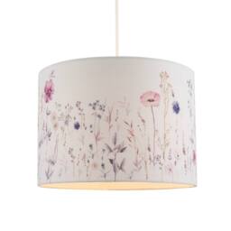 Happy Homewares Pink & Lilac Floral Round Lamp Shade with White Cotton Inner Lining - Size: 10 inches - thumbnail 2