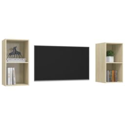 Berkfield Home Wall-mounted TV Cabinets 2 pcs Sonoma Oak Engineered Wood in Brown - thumbnail 3