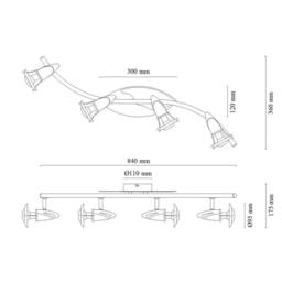 Netlighting Lord Ceiling Spotlight Bar Chrome 4x E14 in Grey - thumbnail 2