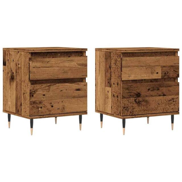 Berkfield Home Bedside Cabinets 2 pcs Old Wood 40x35x50 cm Engineered Wood in Brown - Size: 40 x 35 x 50 cm - image 1