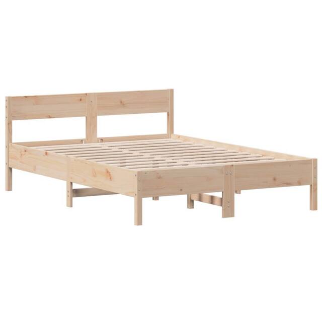 Berkfield Home Beautiful Bed Frame without Mattress 120x200 cm Solid Wood Pine in Natural - Size: Small Double - image 1