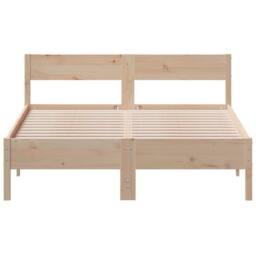 Berkfield Home Beautiful Bed Frame without Mattress 120x200 cm Solid Wood Pine in Natural - Size: Small Double - thumbnail 4