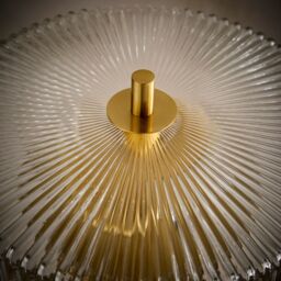 K LIVING 2 Light Clear Ribbed Glass Collection including Floor Lamp in a Brass finish in Gold - thumbnail 4