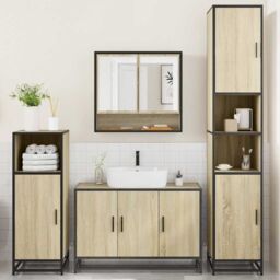 Berkfield Home 4¬†Piece Bathroom Furniture Set¬†Sonoma Oak Engineered Wood in Brown - thumbnail 3