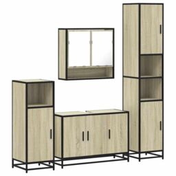 Berkfield Home 4¬†Piece Bathroom Furniture Set¬†Sonoma Oak Engineered Wood in Brown - thumbnail 2