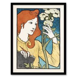 Artery8 Salon des Cent Woman With Flower Grasset Framed Wall Art Print - Size: A4 - thumbnail 1