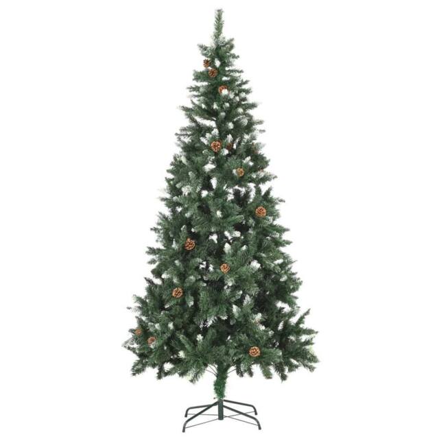 Berkfield Home Artificial Christmas Tree with Pine Cones & White Glitter 210 cm in Green - image 1