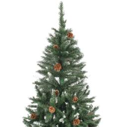 Berkfield Home Artificial Christmas Tree with Pine Cones & White Glitter 210 cm in Green - thumbnail 3