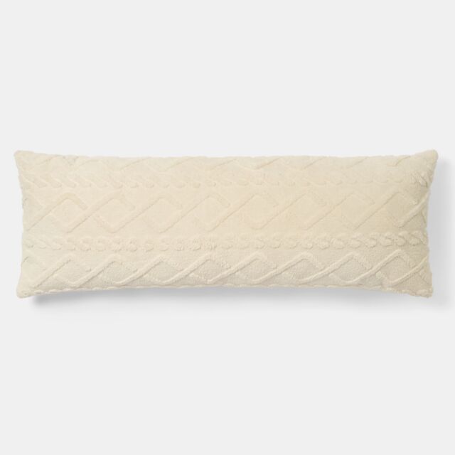 OHS Cable Knit Fleece Long Bolster Cushion Soft Maternity Support Pillow in Cream - image 1
