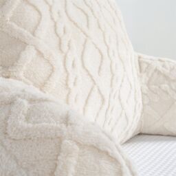 OHS Cable Knit Fleece Long Bolster Cushion Soft Maternity Support Pillow in Cream - thumbnail 3