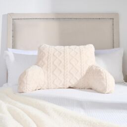 OHS Cable Knit Fleece Long Bolster Cushion Soft Maternity Support Pillow in Cream - thumbnail 2