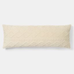 OHS Cable Knit Fleece Long Bolster Cushion Soft Maternity Support Pillow in Cream - thumbnail 1
