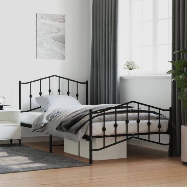 Berkfield Home Metal Bed Frame with Headboard & Footboard Black 100x200 cm - image 1