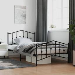 Berkfield Home Metal Bed Frame with Headboard & Footboard Black 100x200 cm - thumbnail 1