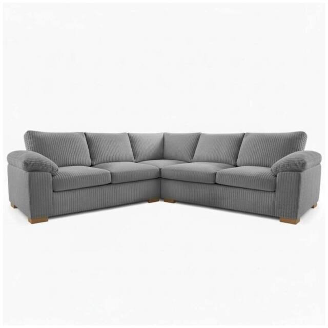 SNUG FURNITURE BIRMINGHAM LTD Riva Amalfi Jumbo Cord Large Corner - 5 Seater Large Corner Sofa in Grey