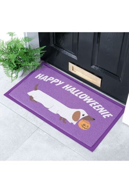 Artsy Mats Happy Halloweenie Indoor Outdoor Doormat (70 x 40cm) in Purple - Size: 40 cm x 70 cm - image 1