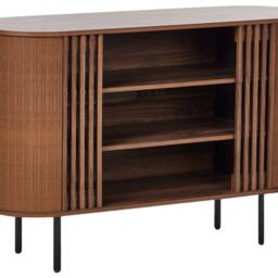 Wyld and Coco Retro Dark Brown Particle Board Sideboard with Black Metal Legs - thumbnail 2