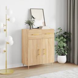 Berkfield Home Sideboard Sonoma Oak 69.5x34x90 cm Engineered Wood in Light Oak - thumbnail 2