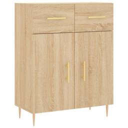 Berkfield Home Sideboard Sonoma Oak 69.5x34x90 cm Engineered Wood in Light Oak - thumbnail 3
