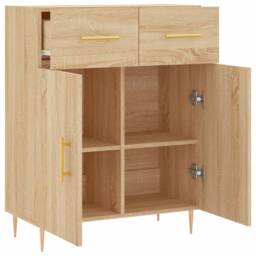 Berkfield Home Sideboard Sonoma Oak 69.5x34x90 cm Engineered Wood in Light Oak - thumbnail 5