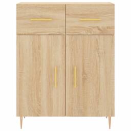 Berkfield Home Sideboard Sonoma Oak 69.5x34x90 cm Engineered Wood in Light Oak - thumbnail 6