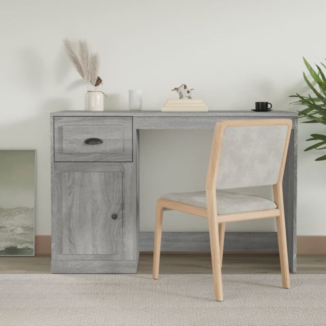 Berkfield Home Desk with Drawer Grey Sonoma 115x50x75 cm Engineered Wood - Size: 115 x 50 x 75 cm - image 1
