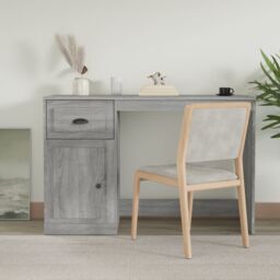 Berkfield Home Desk with Drawer Grey Sonoma 115x50x75 cm Engineered Wood - Size: 115 x 50 x 75 cm - thumbnail 1