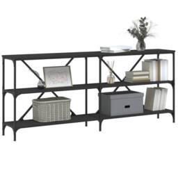 Berkfield Home Console Table Black 180x30x75 cm Engineered Wood & Iron - Size: 180 x 30 x 75 cm - thumbnail 3