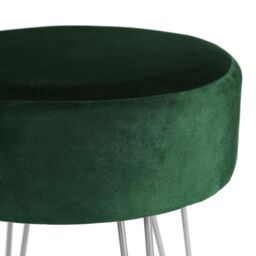 Harbour Housewares Round Velvet Footstools - H40 x D35cm - Silver Legs - Pack of 2 in Green - thumbnail 5