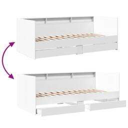 Berkfield Home Daybed with Drawers without Mattress White 100x200 cm - thumbnail 8