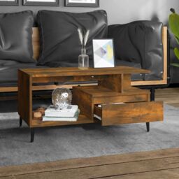 Berkfield Home Coffee Table Smoked Oak 90x49x45 cm Engineered Wood in Brown - Size: 90 x 49 x 45 cm - thumbnail 3