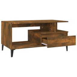Berkfield Home Coffee Table Smoked Oak 90x49x45 cm Engineered Wood in Brown - Size: 90 x 49 x 45 cm - thumbnail 6