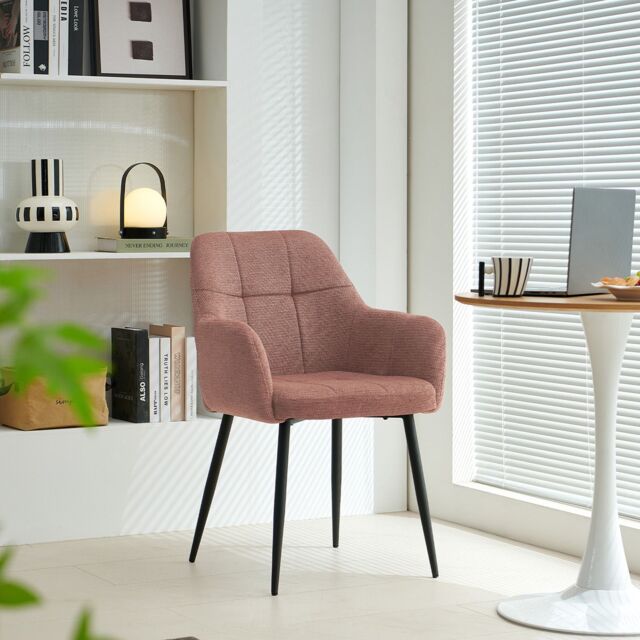SONARA Modern Single Dining Chair with Plush Chenille Fabric in Light Red - image 1