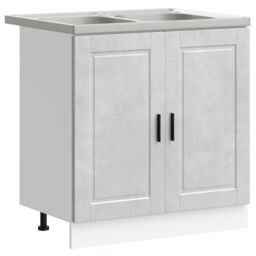 "Berkfield Home Sink Base Cabinet¬†""Porto"" with Sink Concrete Grey 80x46x84, 5 cm¬†Engineered Wood" - thumbnail 2